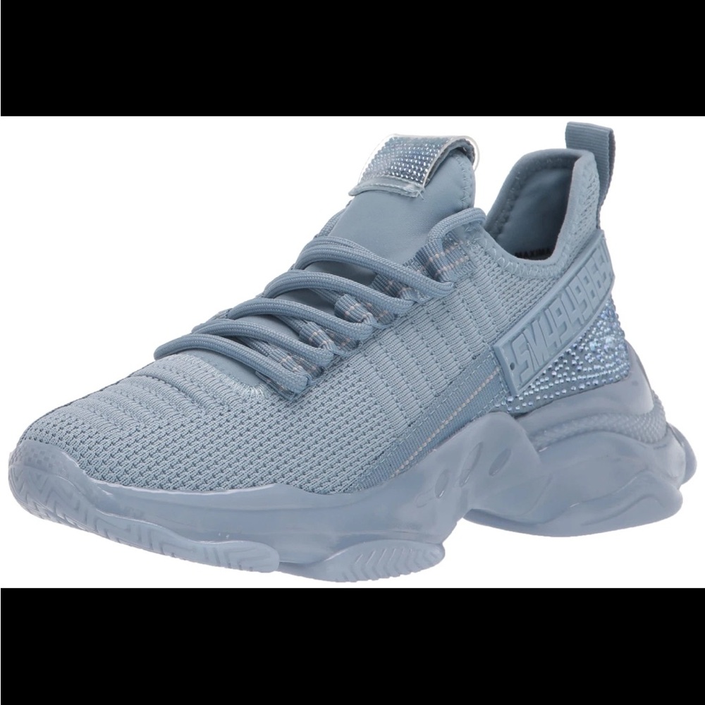STEVE MADDEN MAXIMA BABY BLUE MULTI FASHION LACE UP BOYFRIEND SNEAKER